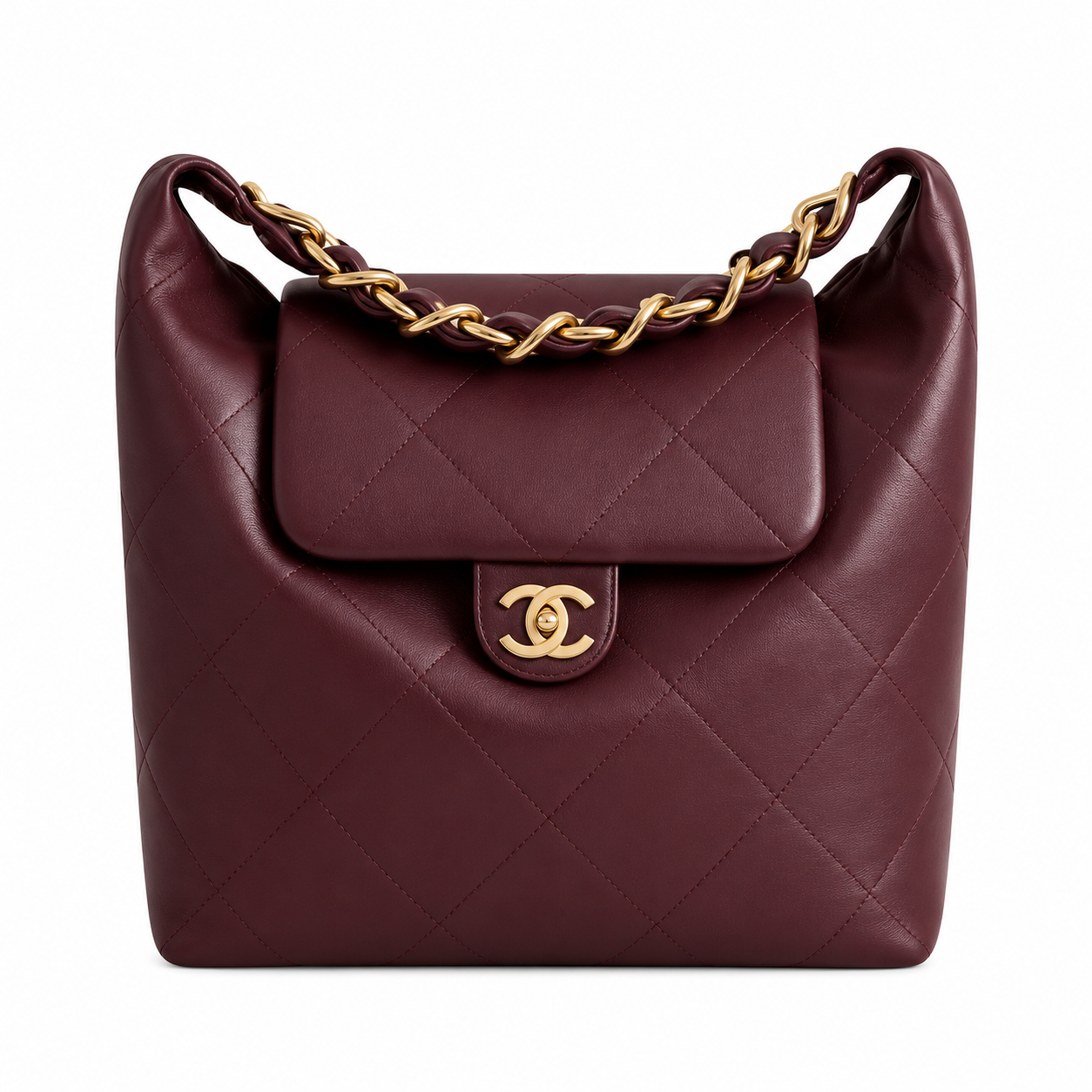 Chanel Maxi Hobo Bag Shiny Calfskin Gold