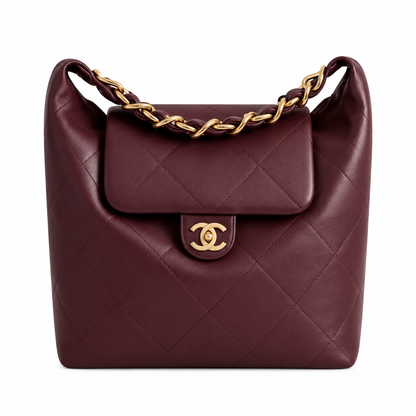 Chanel Maxi Hobo Bag Shiny Calfskin Gold