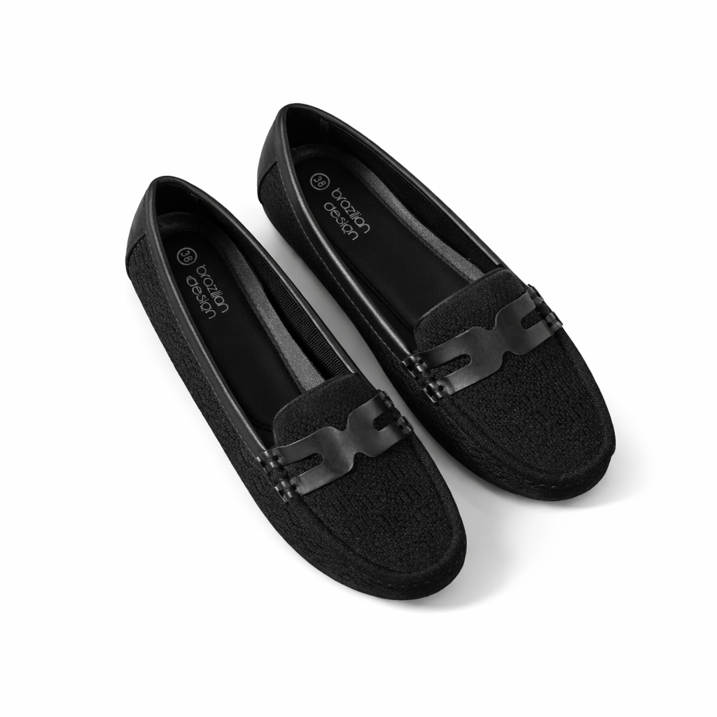 Black Knit Elegant Loafers