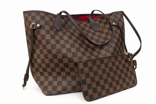 Classic Checkered Tote Bag with Pouch