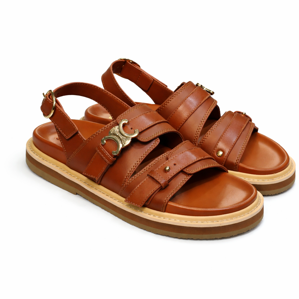 Luxury Summer Sandals – Gold Buckle Design