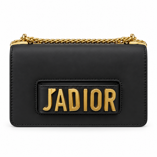 Calfskin J'Adior Chain Flap Bag Black
