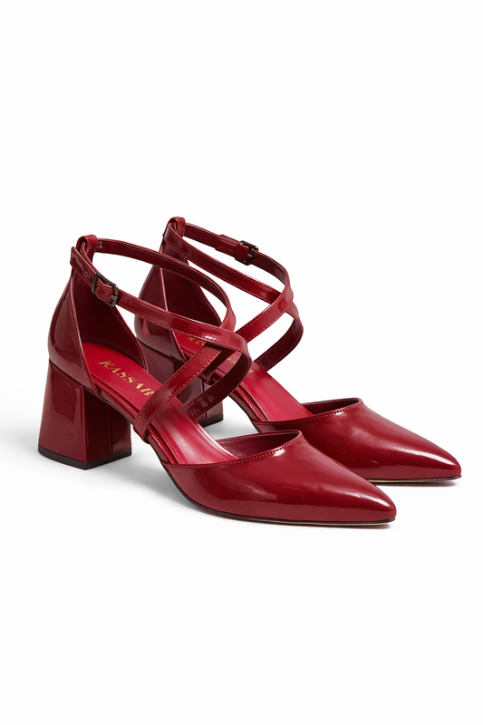 Red heel court shoes