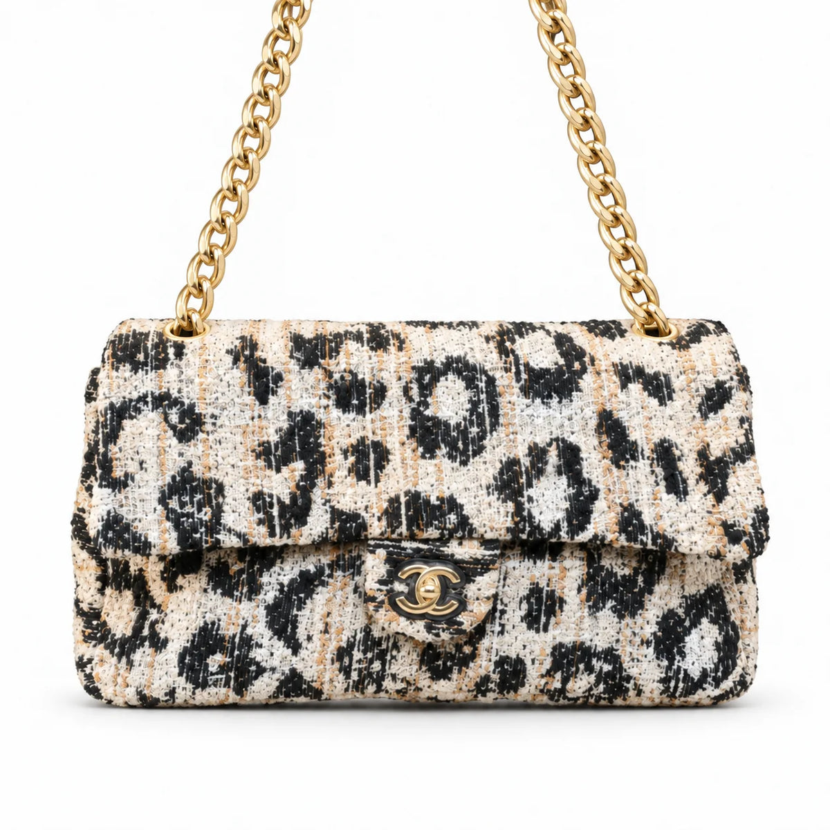 Chanel Maxi Flap Bag in Leopard Print Tweed