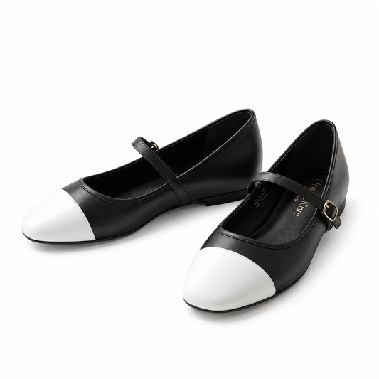 Elegant Two-Tone Mary Jane Flats ✨