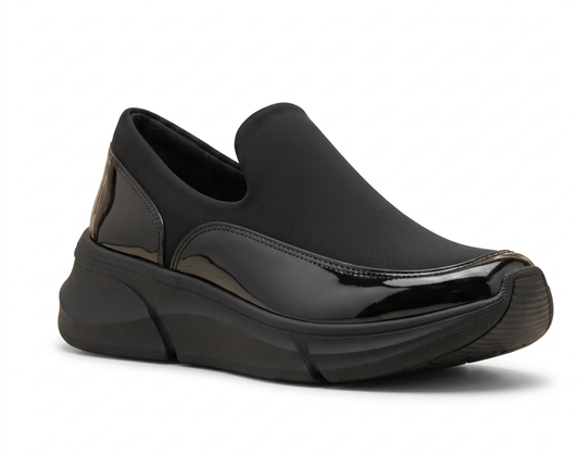 black slip-on sneakers