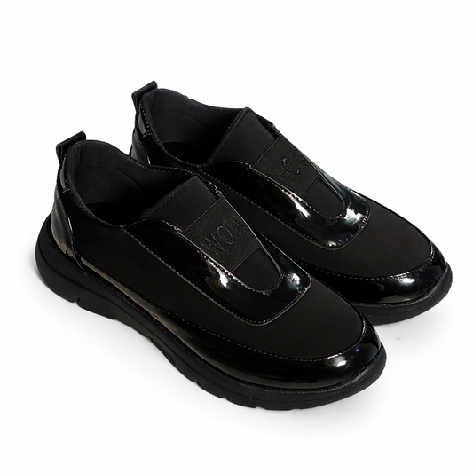 black slip-on sneakers