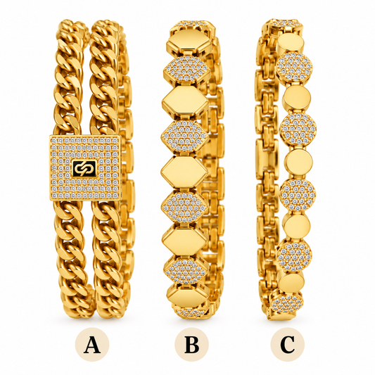 Luxury Gold-Tone Crystal Link Bracelet – 3 Elegant Designs