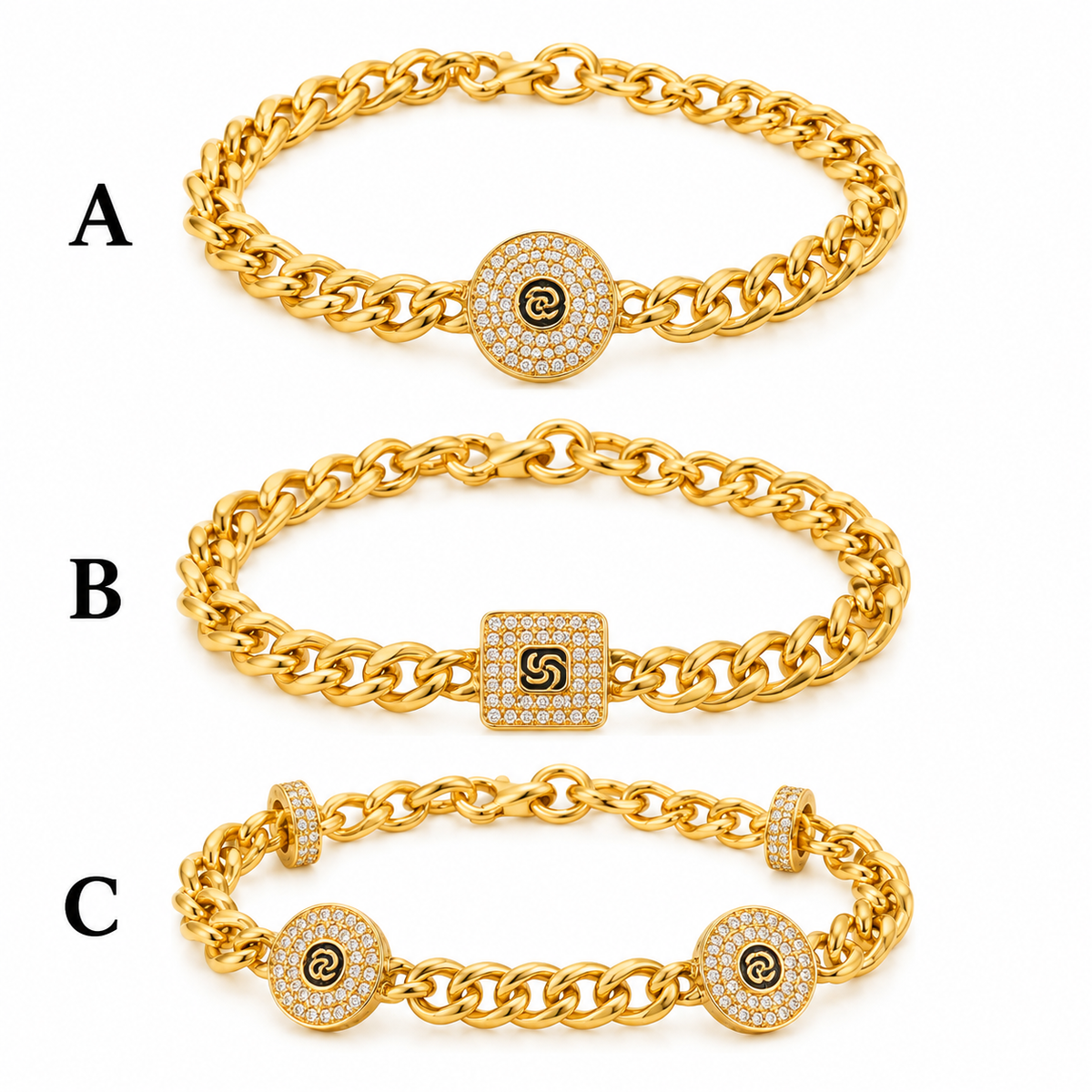 Gold-Tone Crystal Chain Bracelet – A, B & C