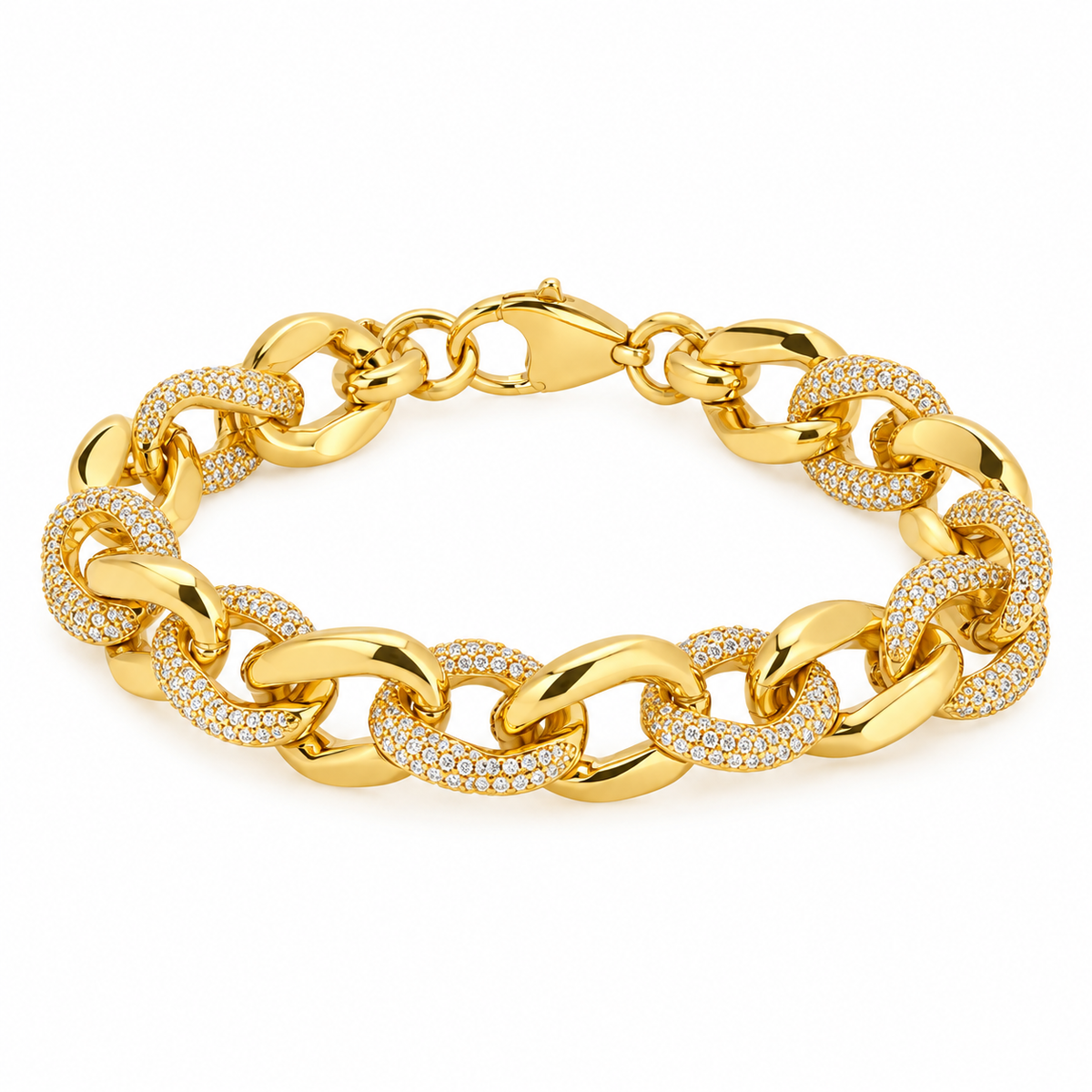 Gold-Tone Crystal Chunky Link Bracelet