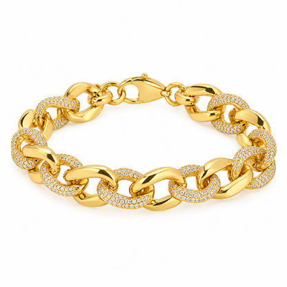Gold-Tone Crystal Chunky Link Bracelet