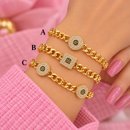 Gold-Tone Crystal Chain Bracelet – A, B & C