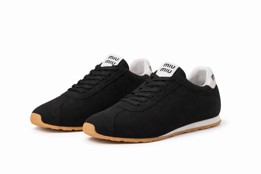 Black Miu Miu Leather Sneakers – Minimal Chic Everyday Style