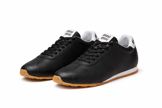 Black Miu Miu Leather Sneakers – Minimal Chic Everyday Style