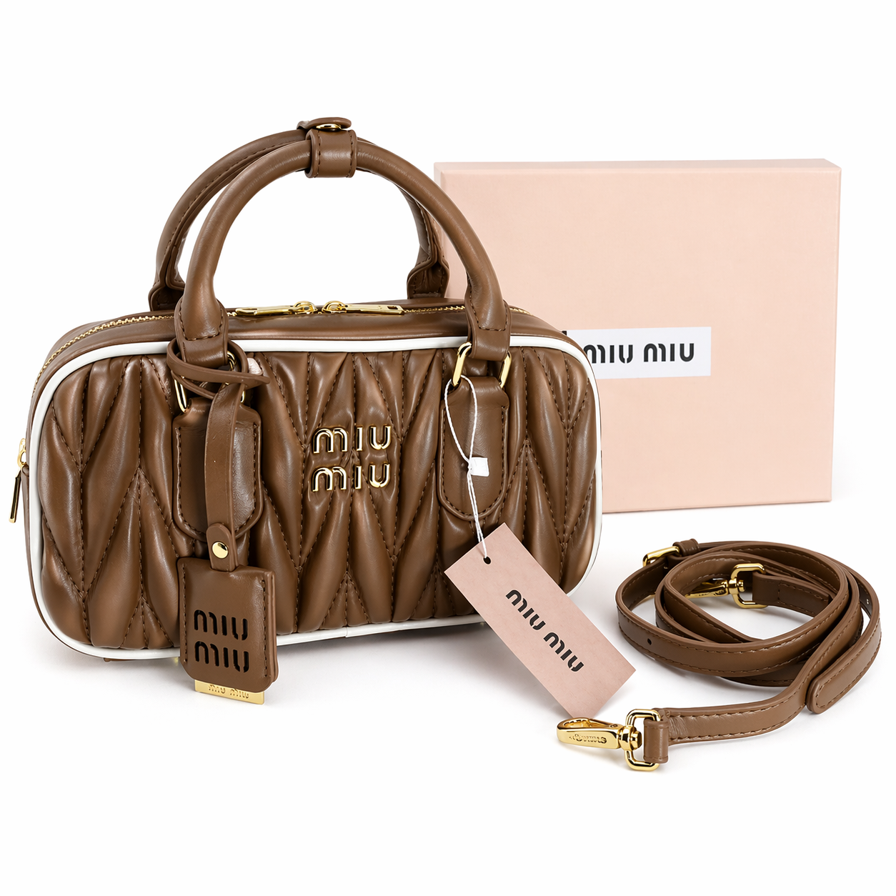 MIU MIUBrown Quilted Mini Handbag 🤎✨