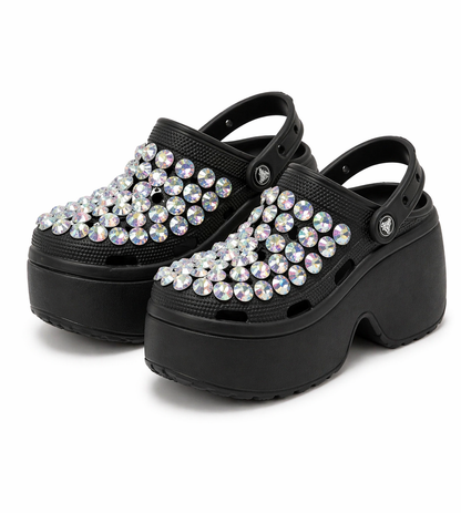 Platform Clogs with Crystal Embellishment