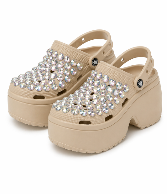 Platform Clogs with Crystal Embellishment
