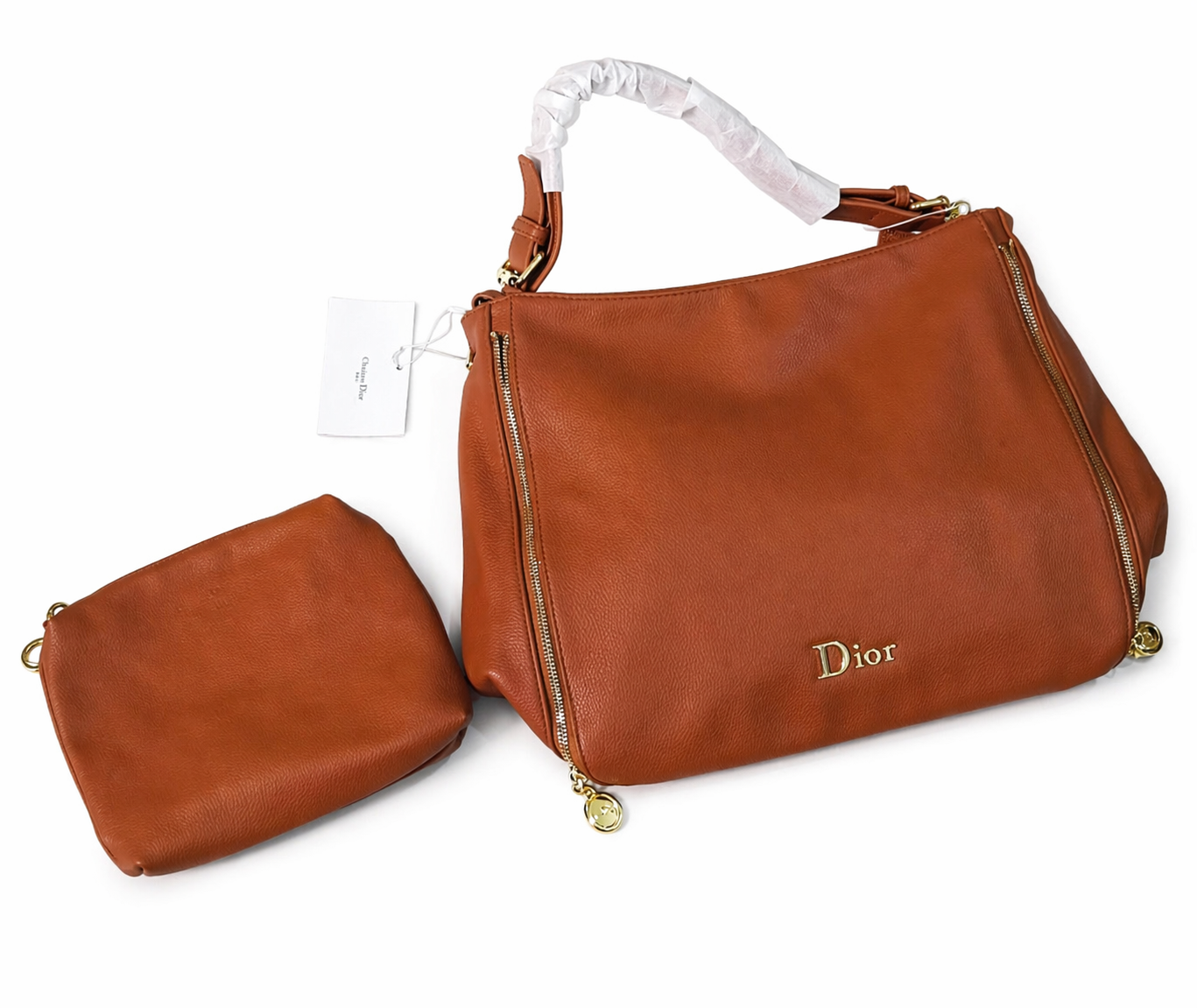 .Dior Cognac Leather Shoulder Bag Set
2 psc