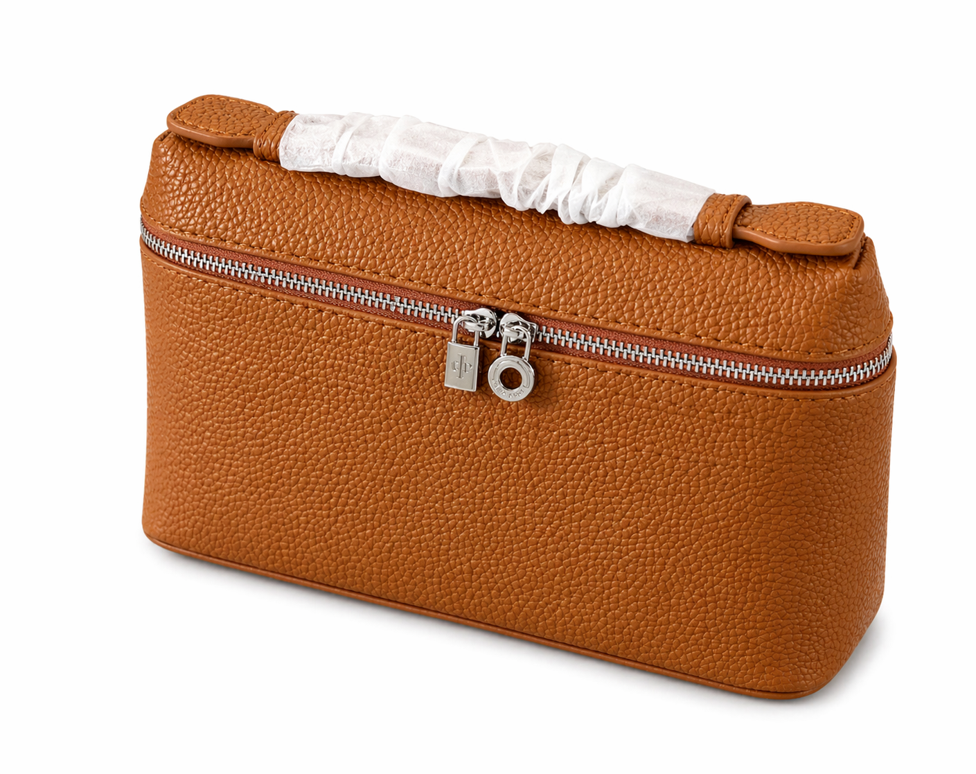 Elegant Cognac Leather Beauty Case