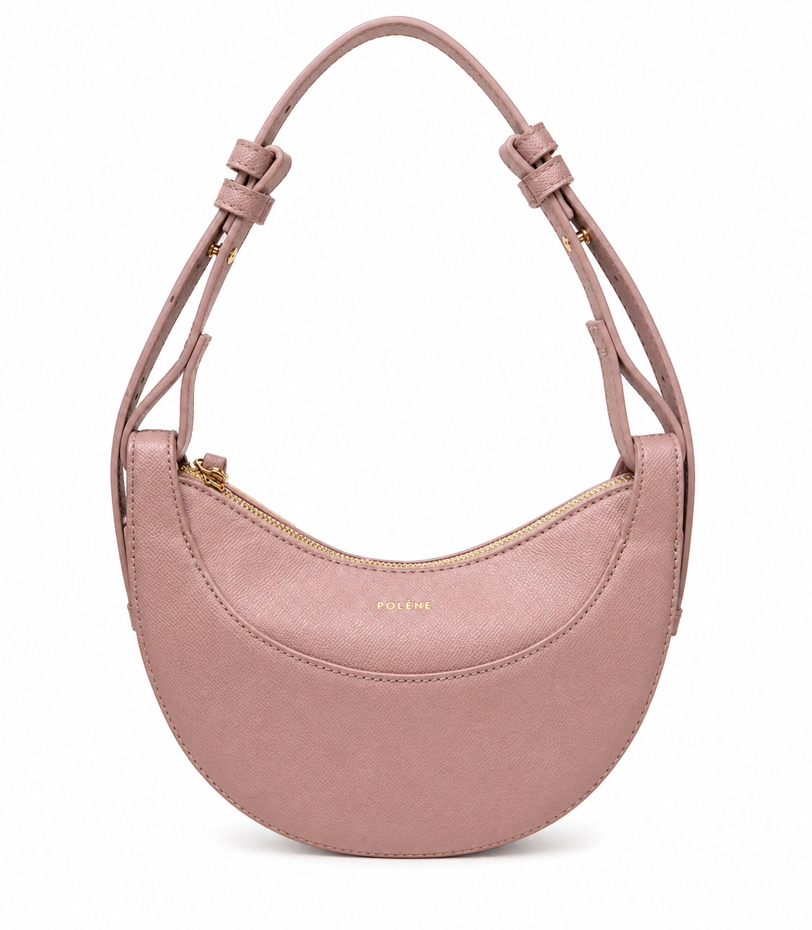 Polène Crescent Shoulder Bag – Soft Blush Pink Elegance