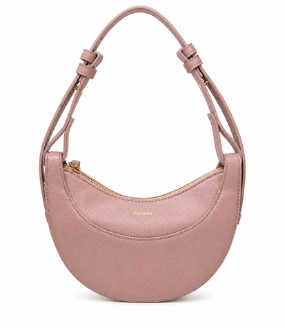Polène Crescent Shoulder Bag – Soft Blush Pink Elegance
