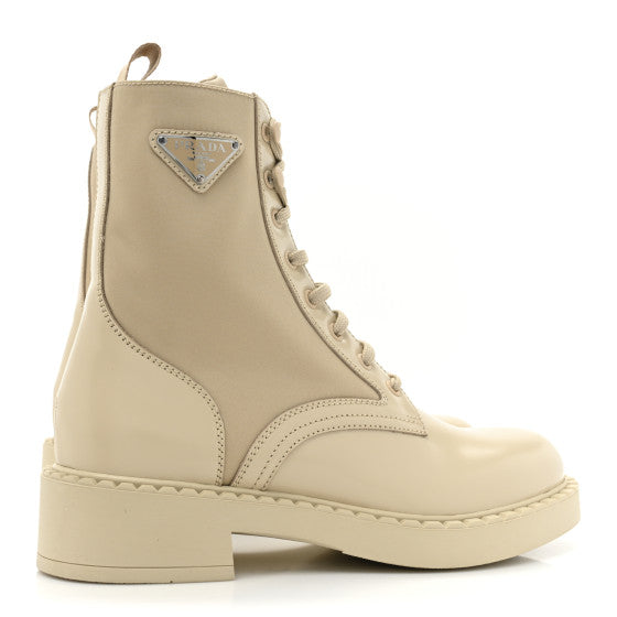 Spazzolato Re-Nylon Metal Triangle Logo Womens 50mm Combat Boots