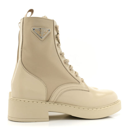 Spazzolato Re-Nylon Metal Triangle Logo Womens 50mm Combat Boots