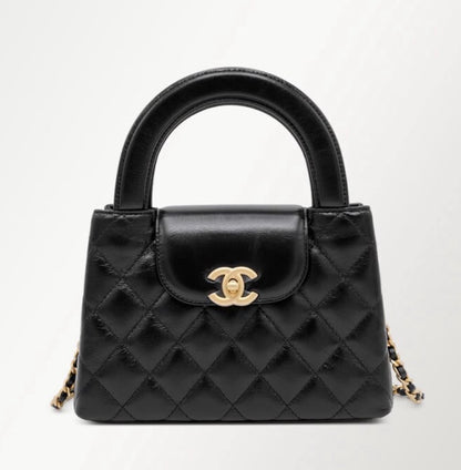 Chanel Black Quilted Calfskin Leather Nano Kelly Shopper Bag